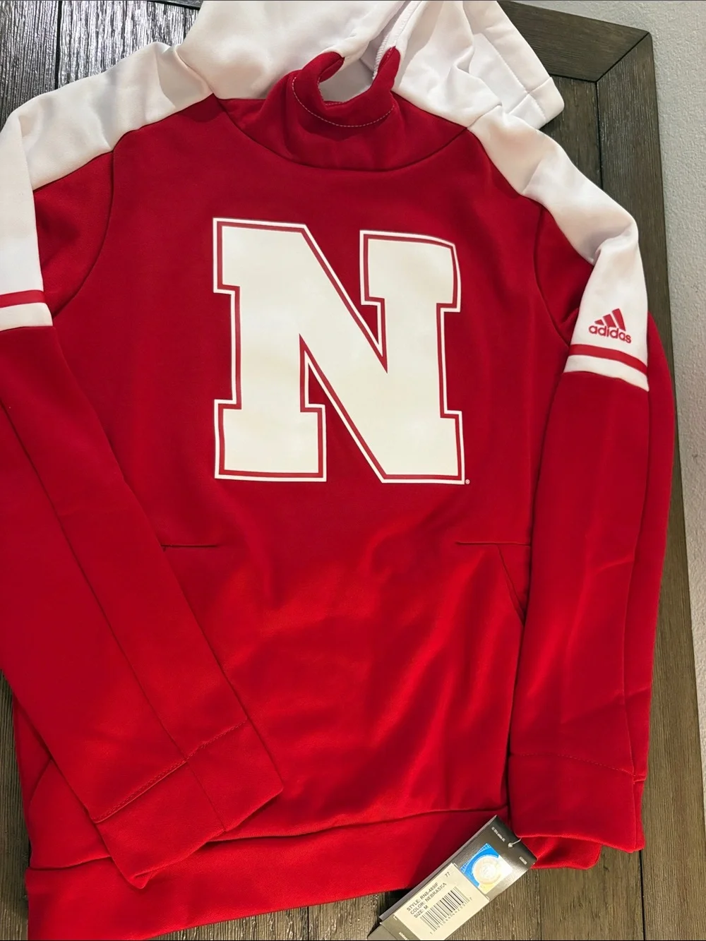 NWT [adidas] Nebraska Cornhuskers NCAA Hoodie Hooded Sweatshirt Youth M (10/12)